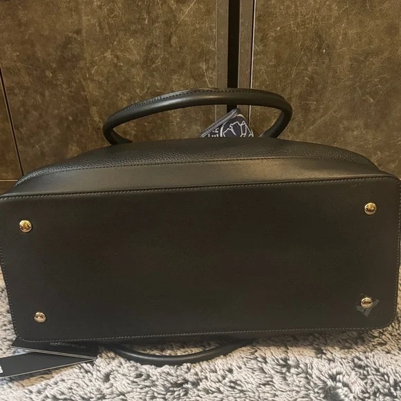 Karl Lagerfeld Black Leather Tote with Gold-Tone Accent With Added Charm & Dusty - Picture 10 of 16